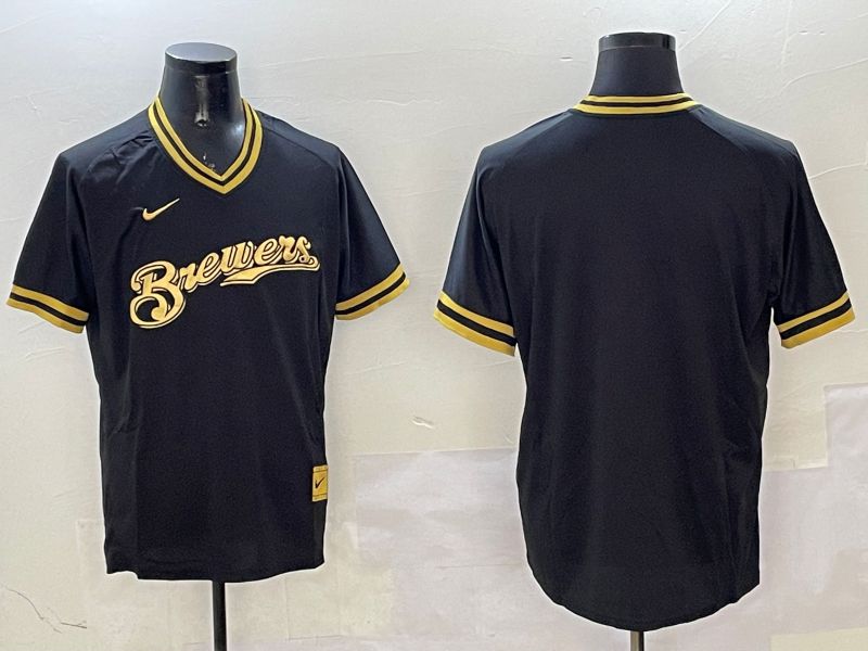 Men Milwaukee Brewers Blank Black Gold Game 2025 Nike MLB Jersey style 1->minnesota twins->MLB Jersey